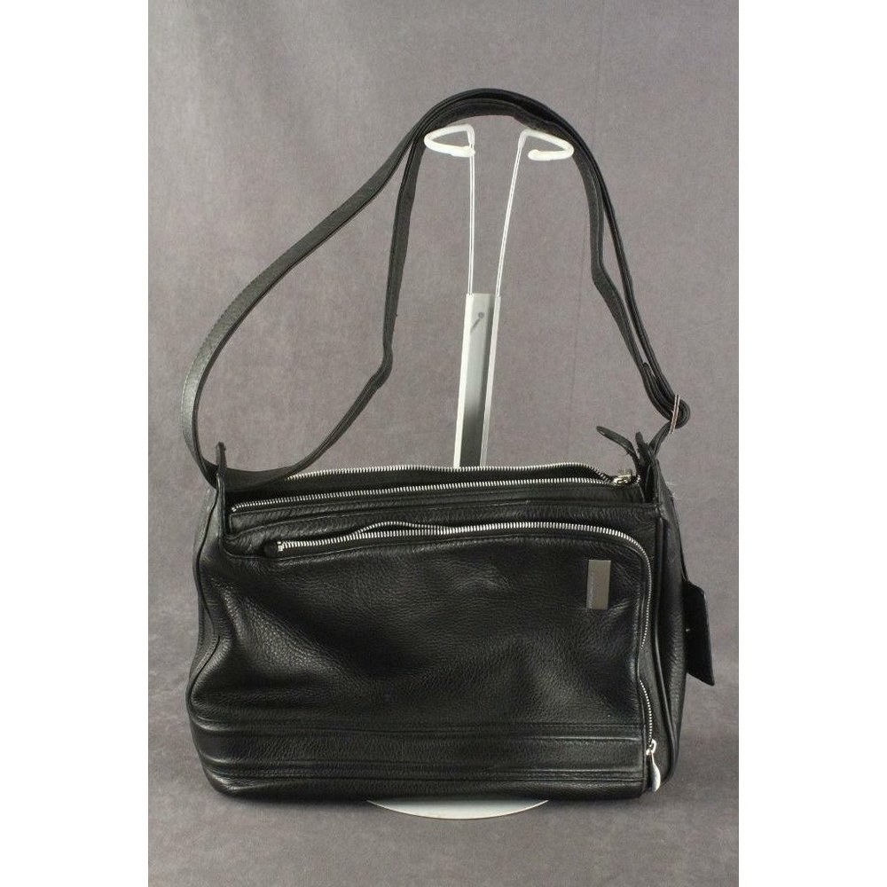 Authentic Designer PIQUADRO Black Leather Ladies Handbag Purse With iPod Pouch